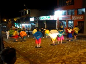 Night parade in the streets of Gualaquiza.