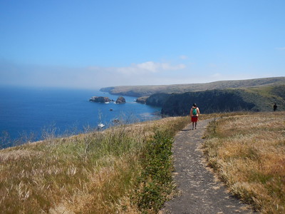 Hiking the Montanon Ridge trail on Santa Cruz Island. Photo by Colleen Draguesku/USFWS.